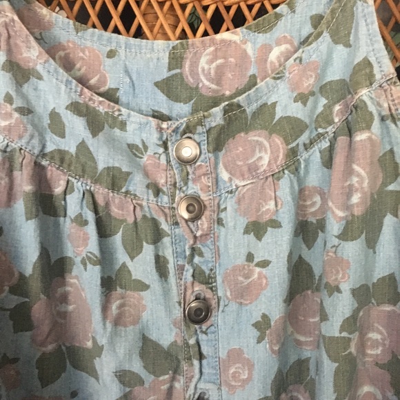 Vintage 90s rose floral button up short romper - Picture 6 of 9